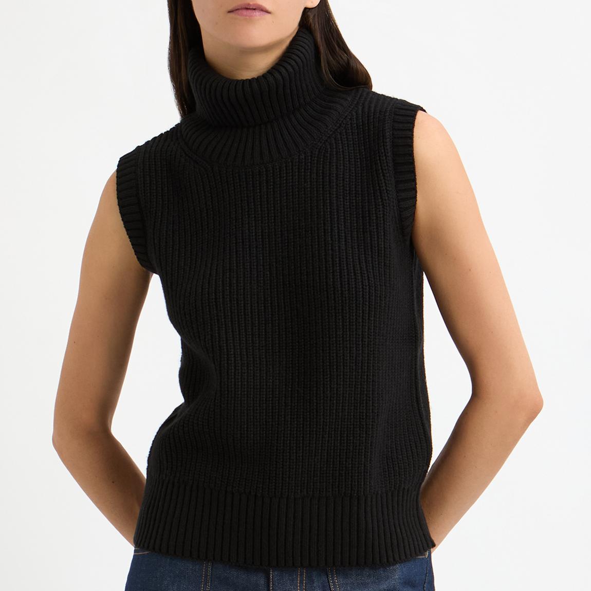 Black Sleeveless Knit Roll Neck Jumper main product photo