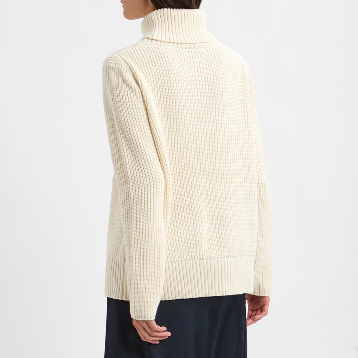 Roll Neck Jumper White Chunky Cable Knit Sweater N°· Eleven Cream