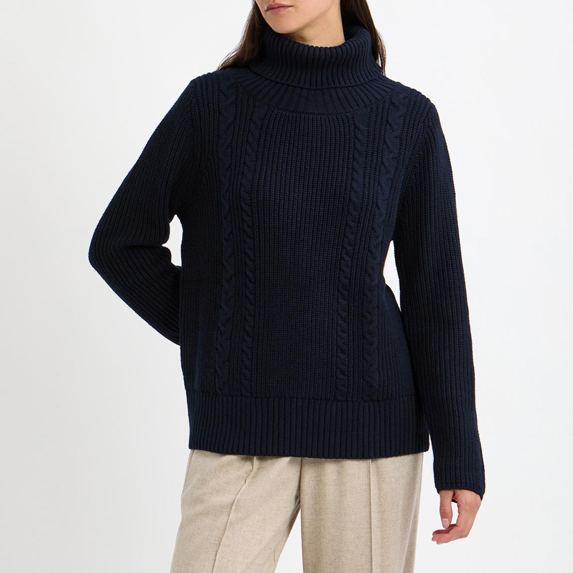 Navy Cable Knit Roll Neck Jumper main product photo