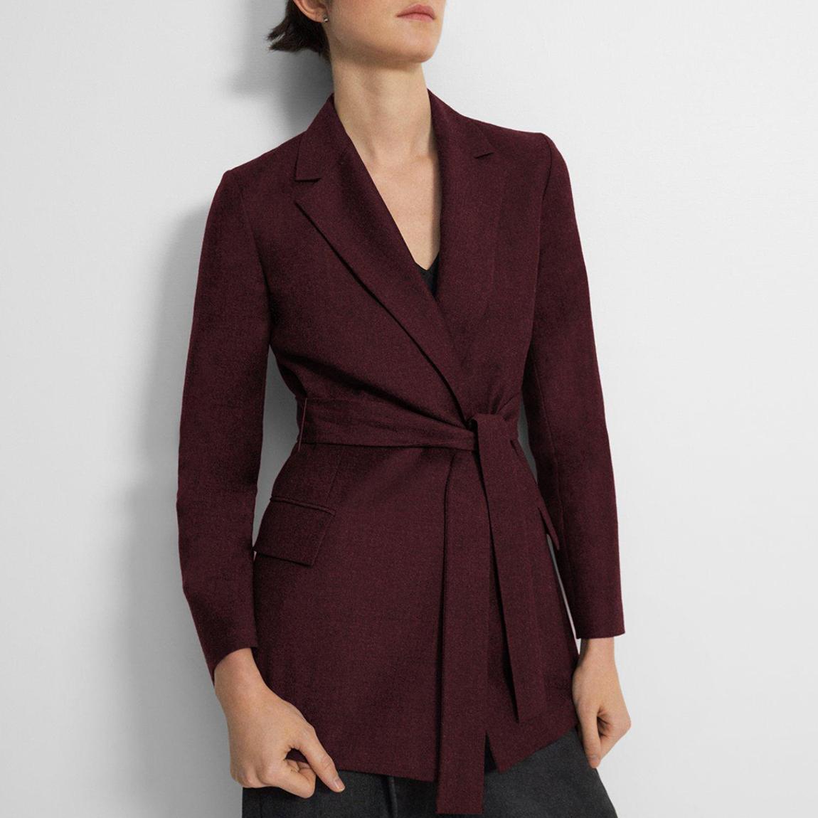 Burgundy Belted Wool Blazer main product photo