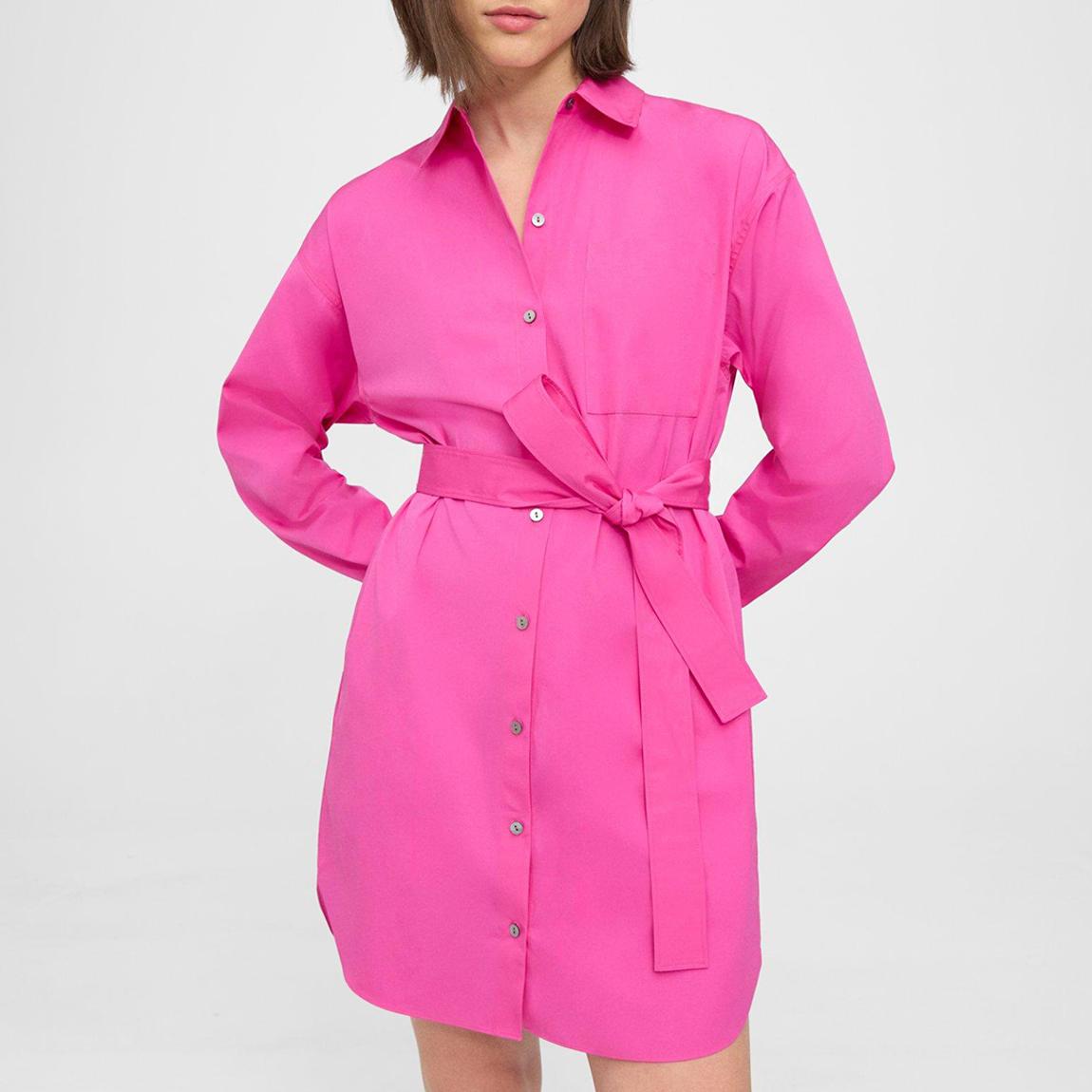 Pink Oversized Shirt Cotton Dress main product photo