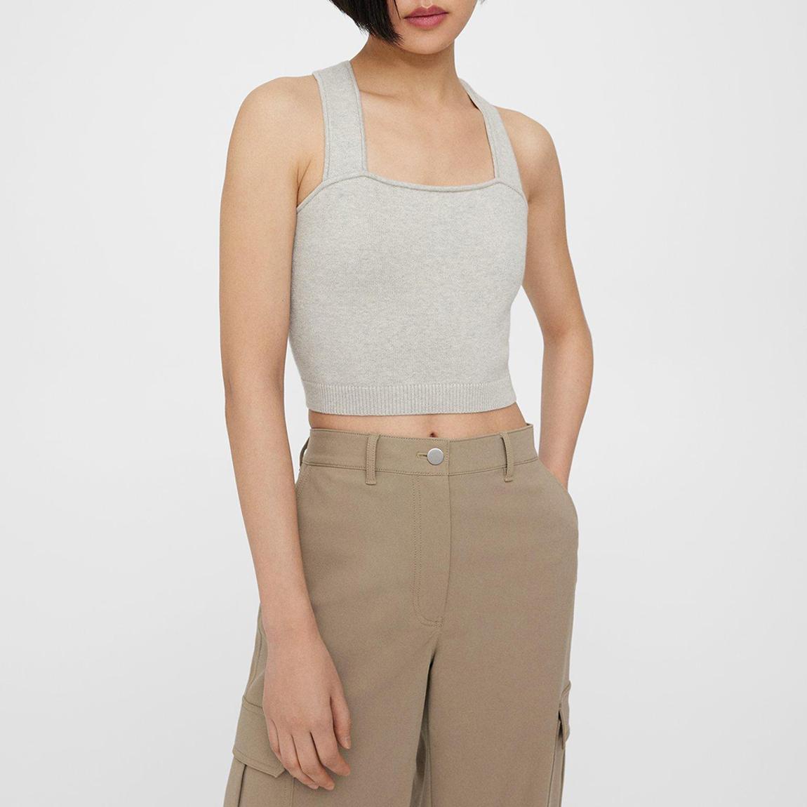 Grey Cropped Cashmere Blend Tank Top main product photo