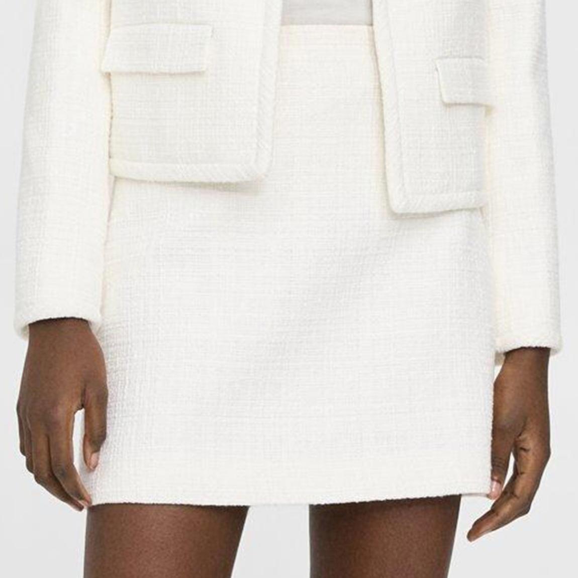 White Textured Cotton Blend Mini Skirt main product photo