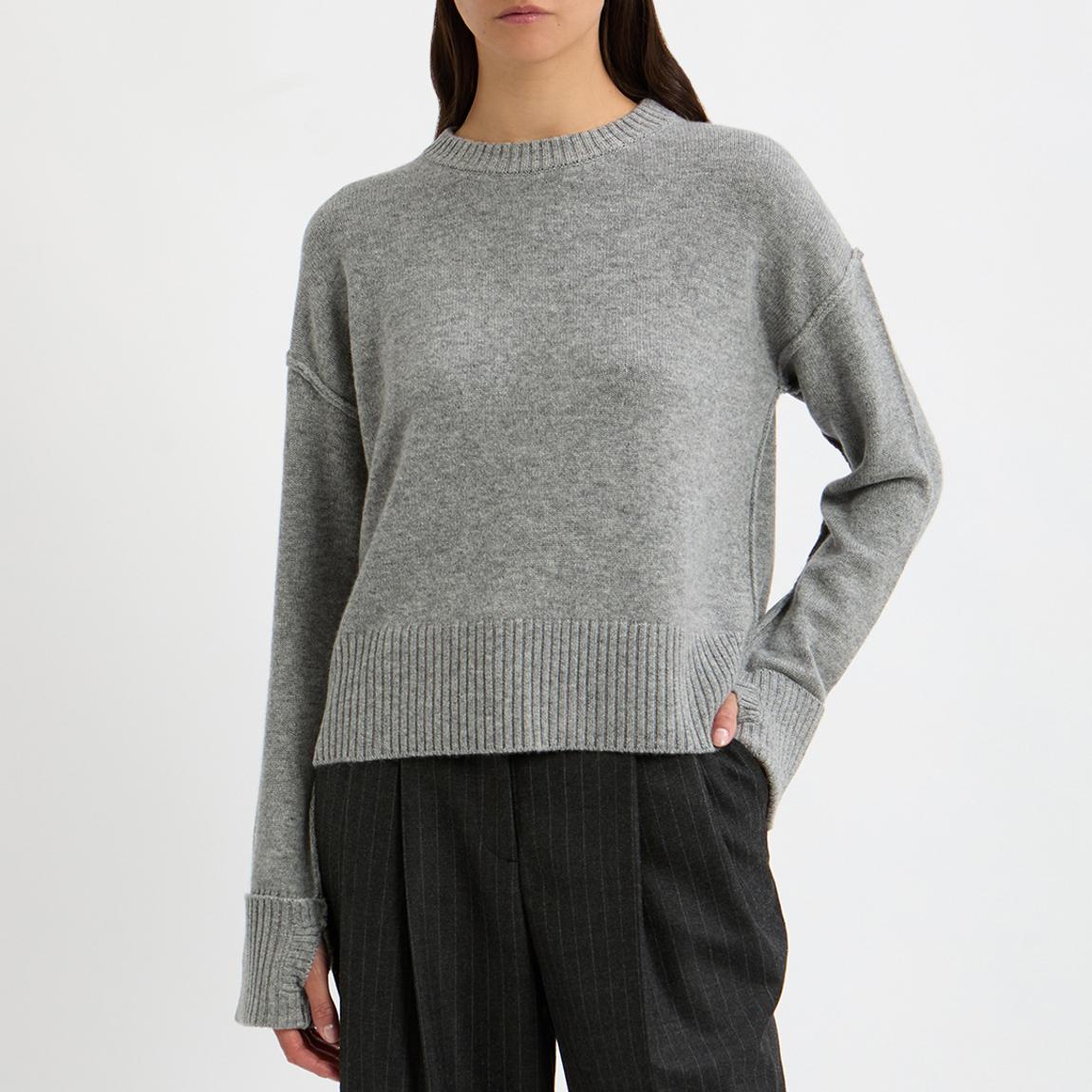 Grey Cashmere Blend Round Neck Jumper main product photo