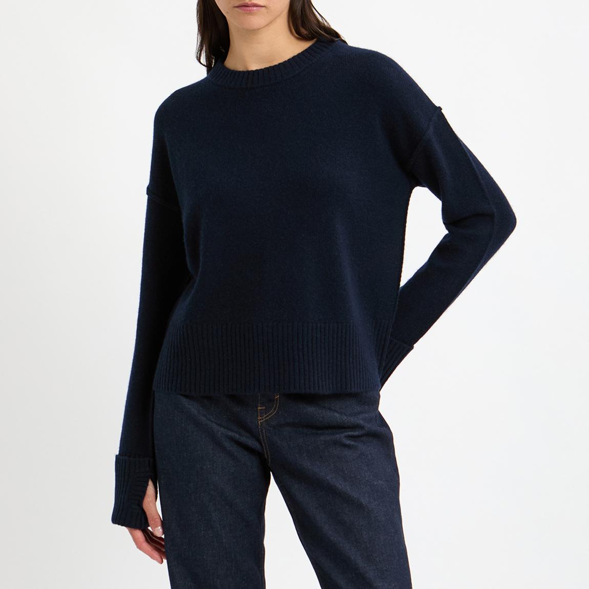 Navy Cashmere Blend Round Neck Jumper main product photo