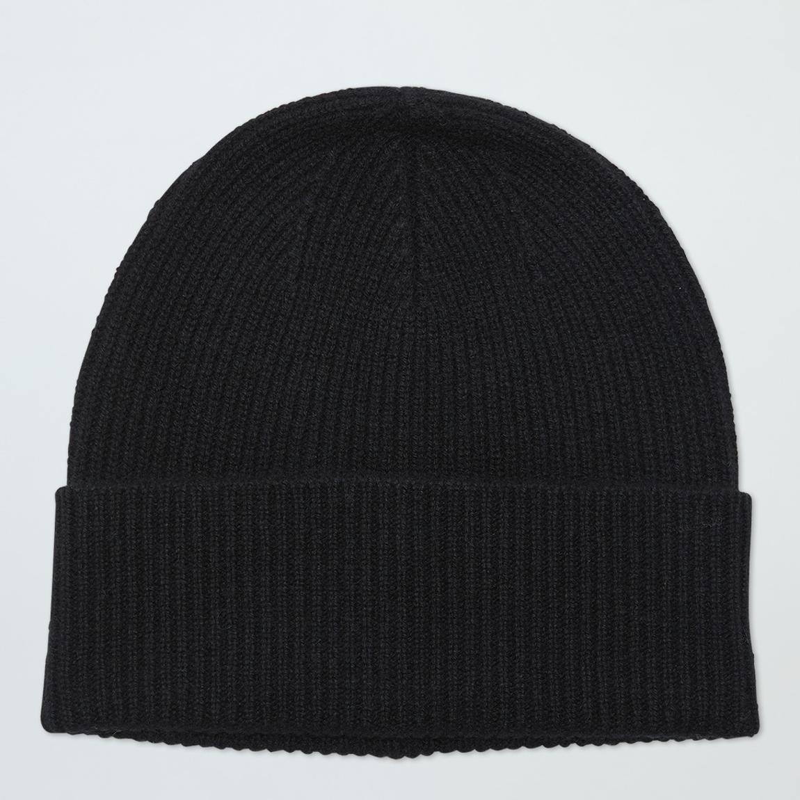 Black Cashmere Ribbed Beanie main product photo