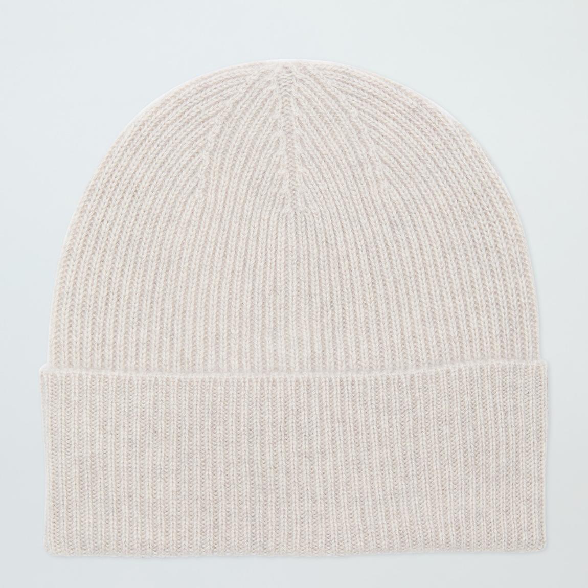 Cream Cashmere Ribbed Beanie main product photo