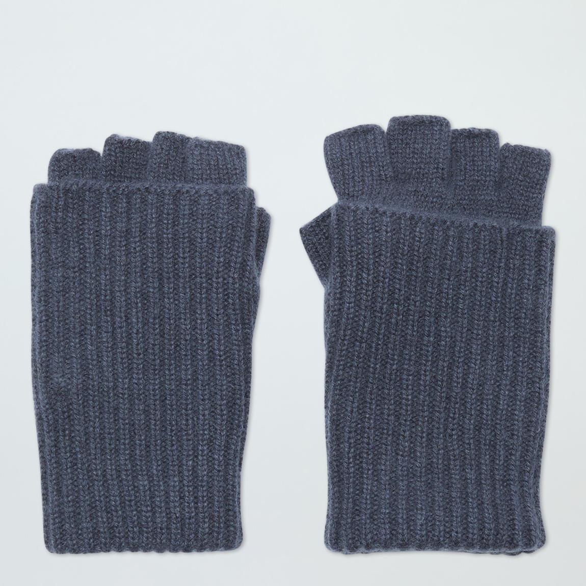 Slate Cashmere Ribbed Fingerless Gloves main product photo