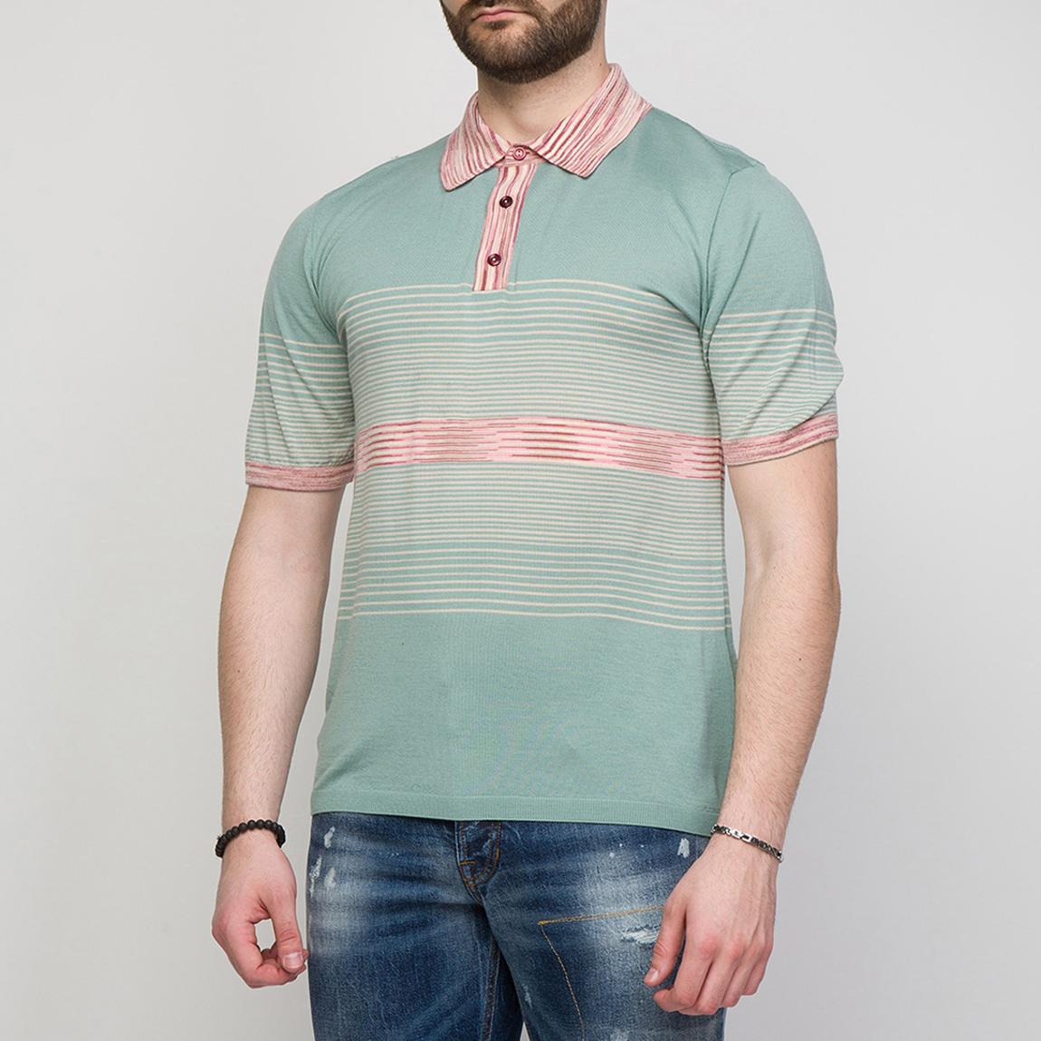 Mint Stripe Wool Polo Shirt main product photo