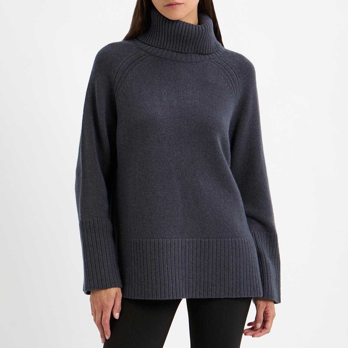 Slate Cashmere Roll Neck Tunic main product photo