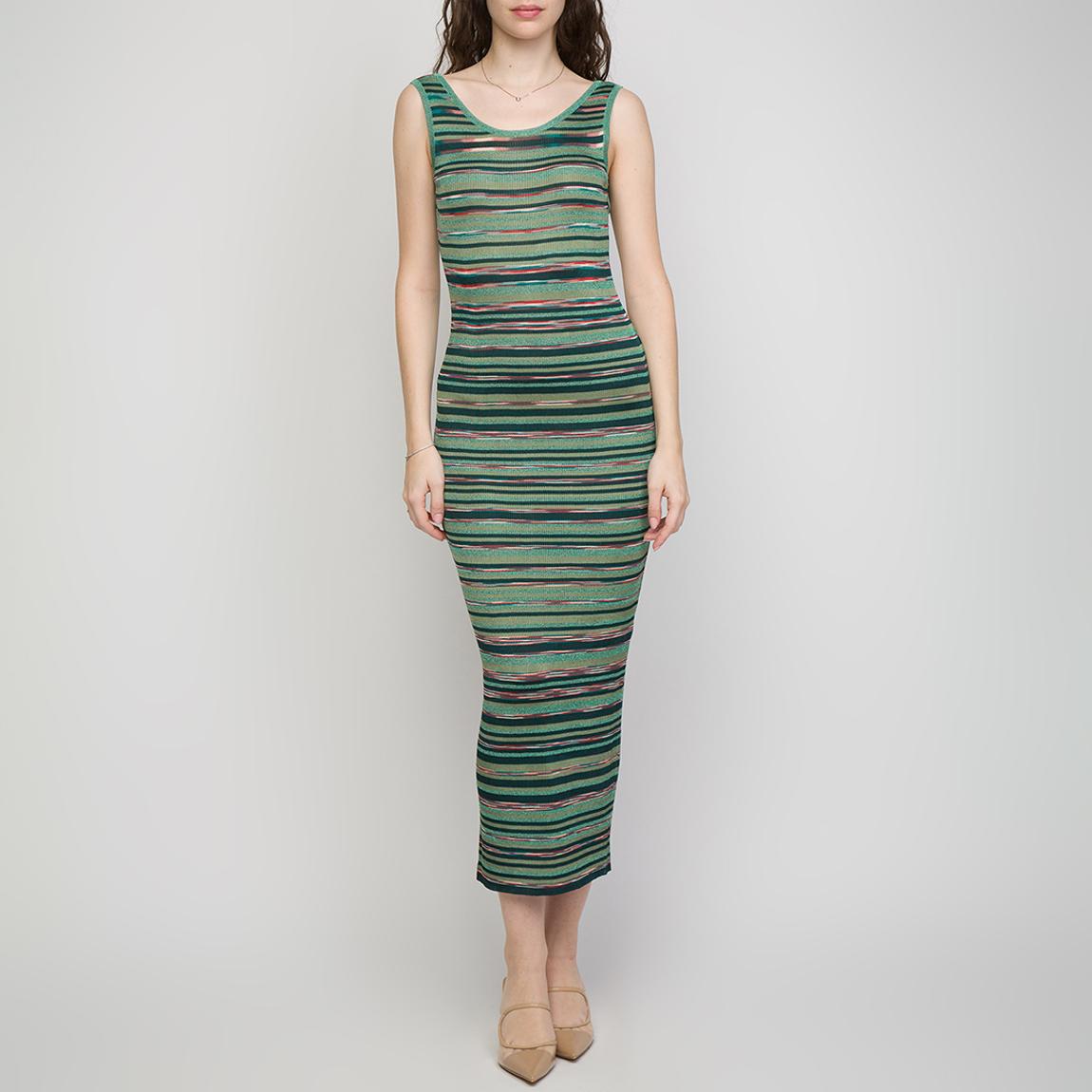 Green Backless Stripe Dress main product photo