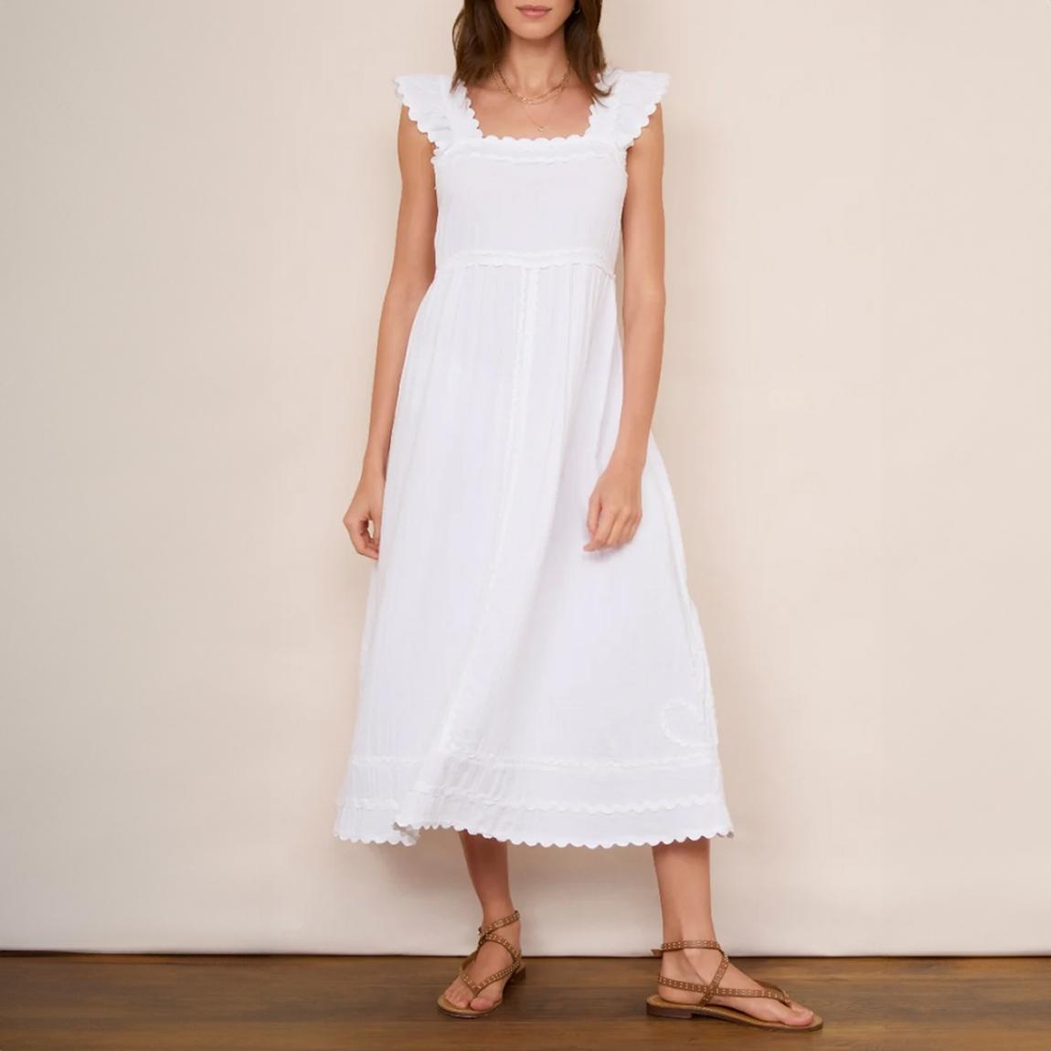 White Sophia Cotton Smocked Sundress main product photo