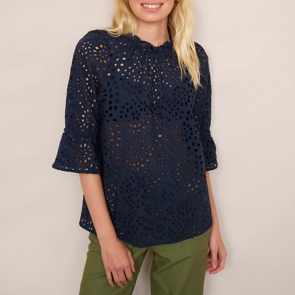 Navy Ruby Broderie Cotton Top main product photo
