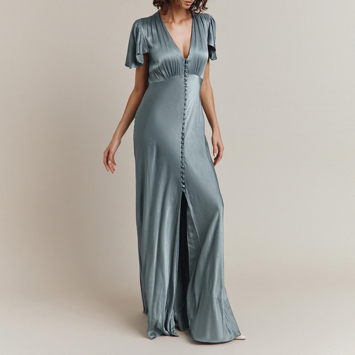 emma and michele blue dress Ashton Maxi in Blue Ombre - Full length Satin Dress