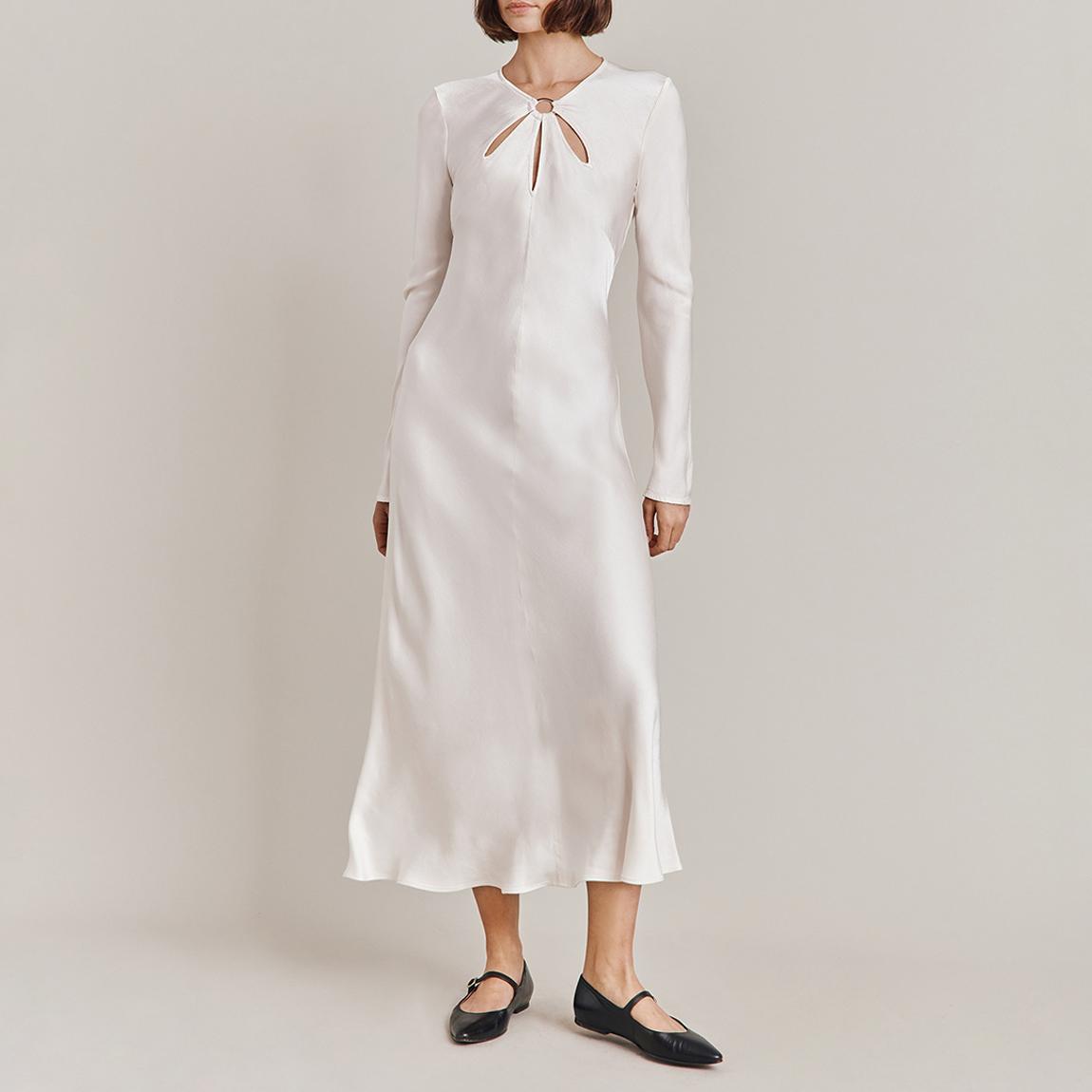 White Freya Long Sleeve Dress main product photo