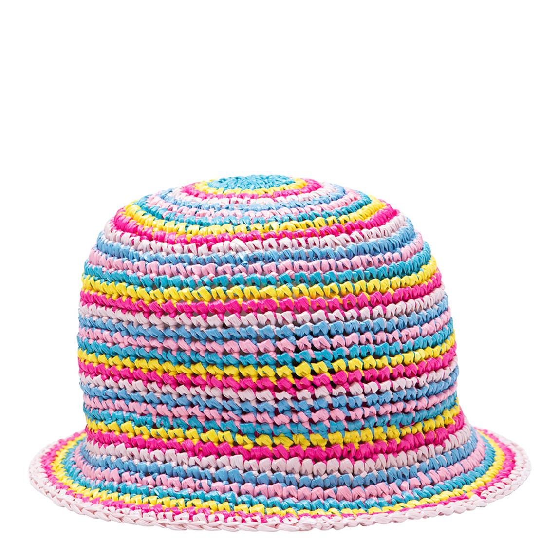 Multi Striped Straw Crotchet Hat main product photo