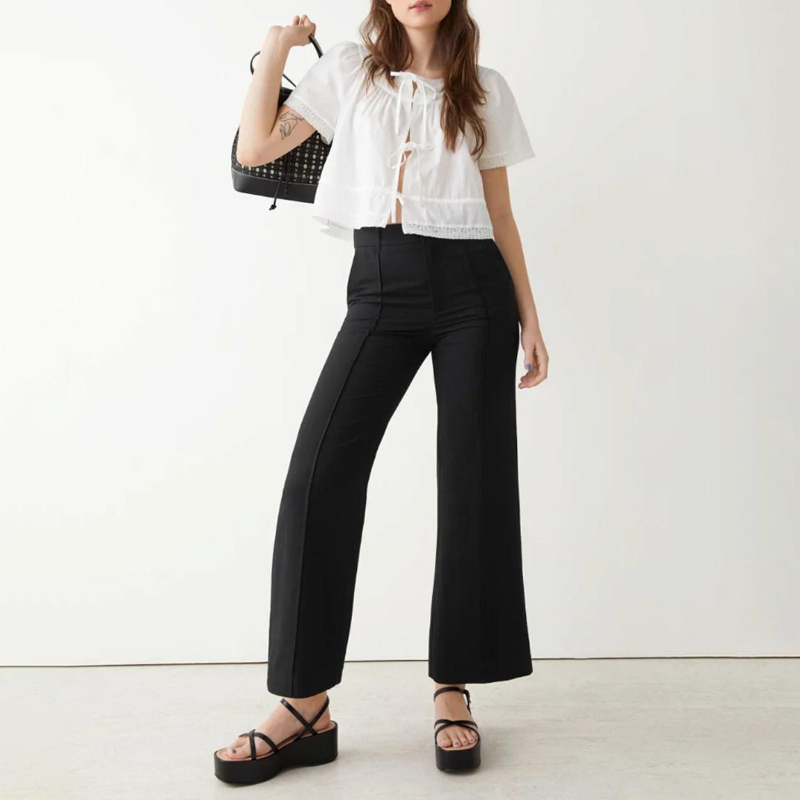 Black Youna Linen Blend Trousers main product photo