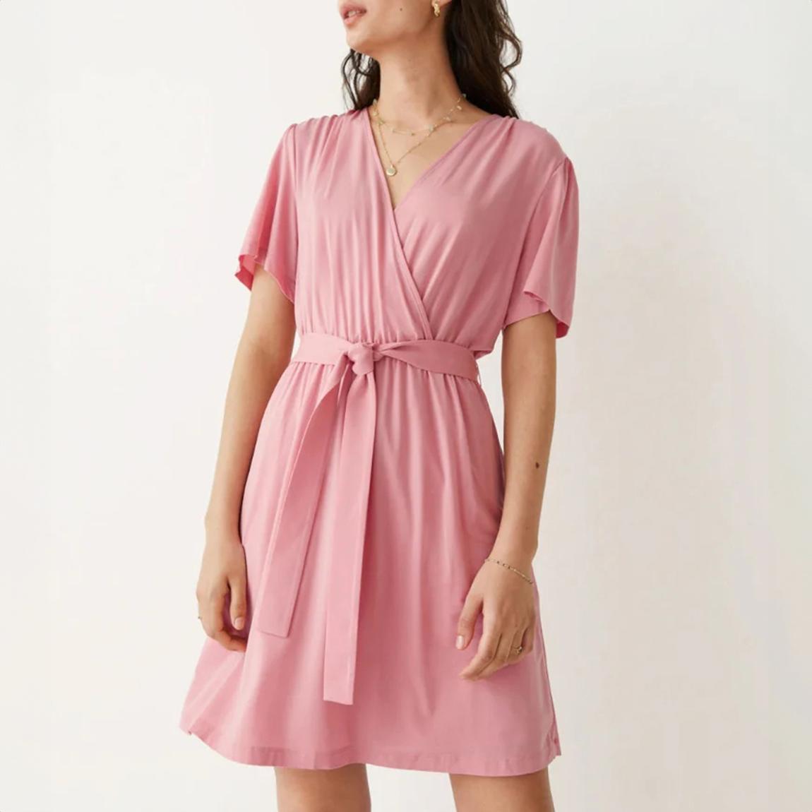 Pink Celia Wrap Mini Dress main product photo