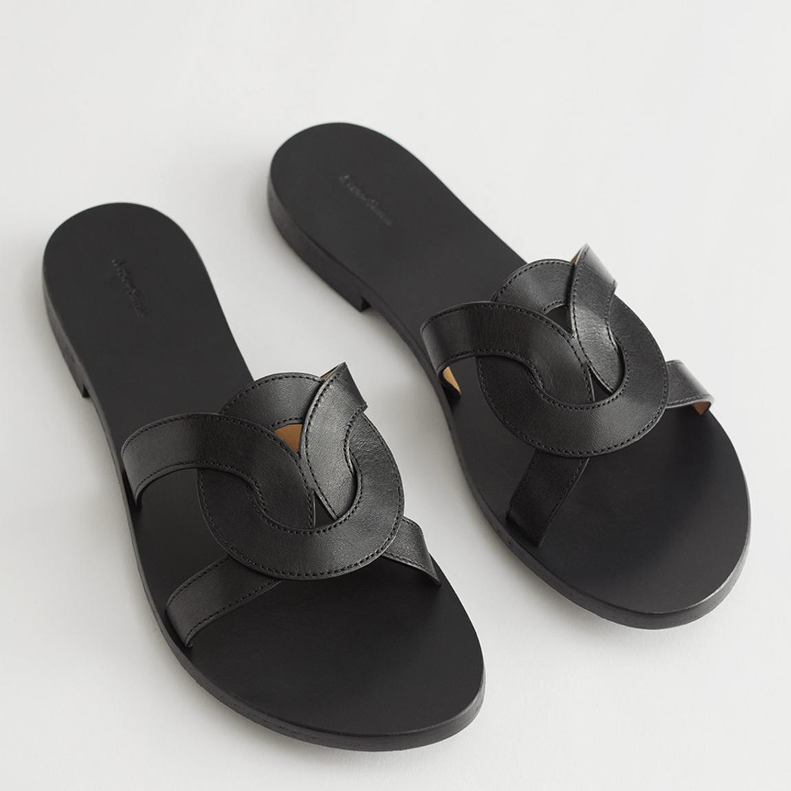 Black Frances Leather Sandals main product photo