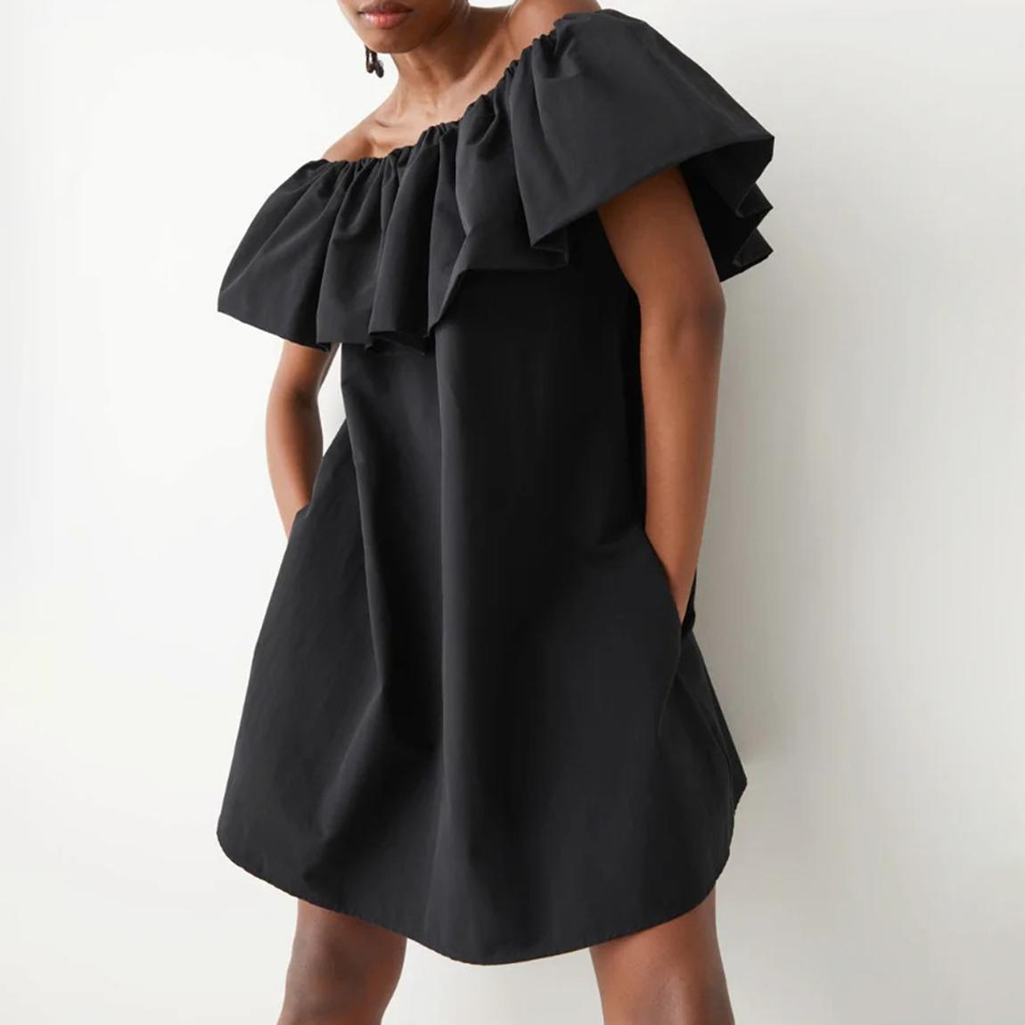 Black Mani Cotton Blend Mini Dress main product photo