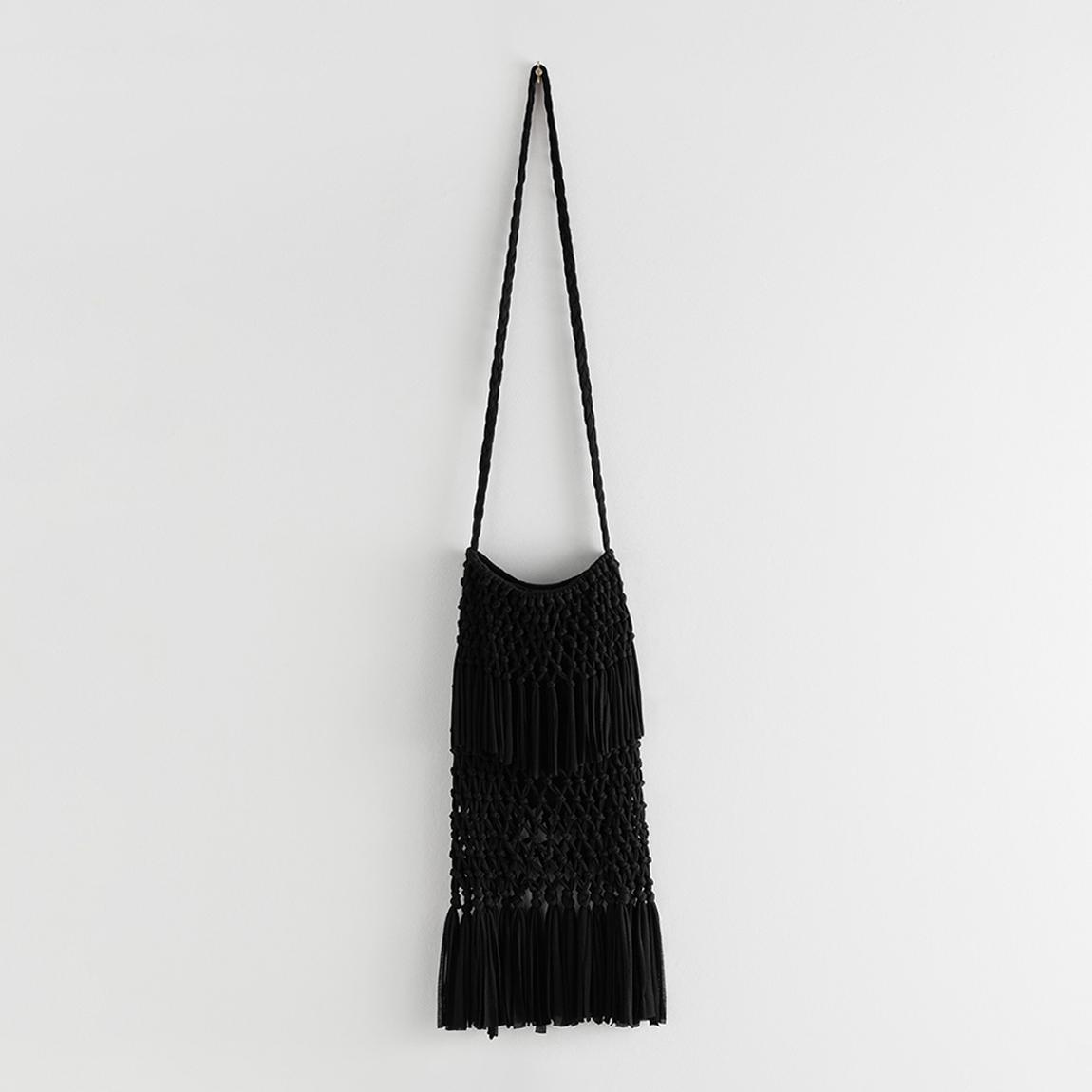 Black Kin Woven Macrame Cotton Tote Bag main product photo