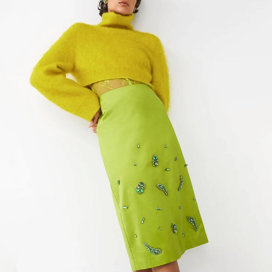 Green Magda Cotton Blend Skirt main product photo