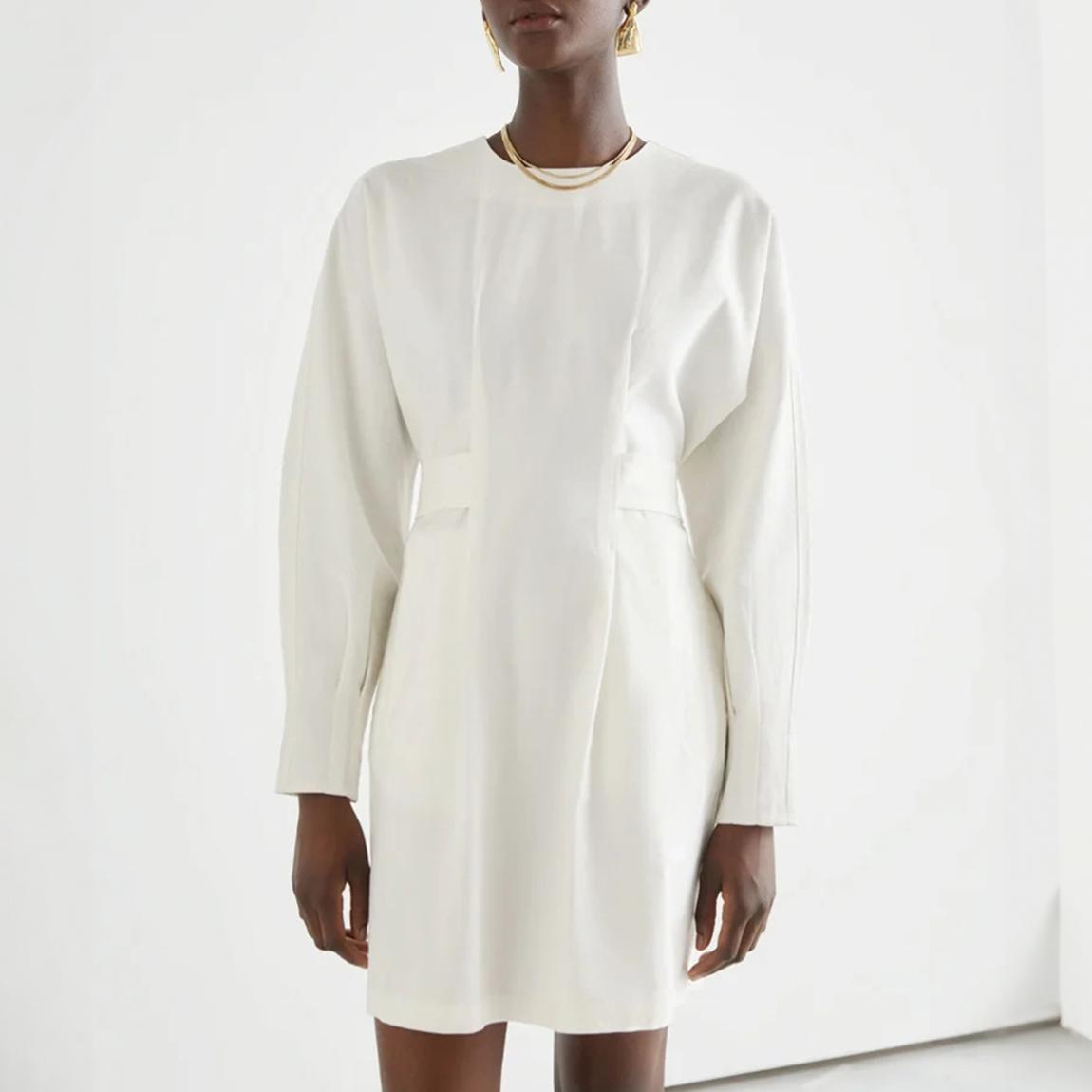 White Deer Linen Blend Mini Dress main product photo