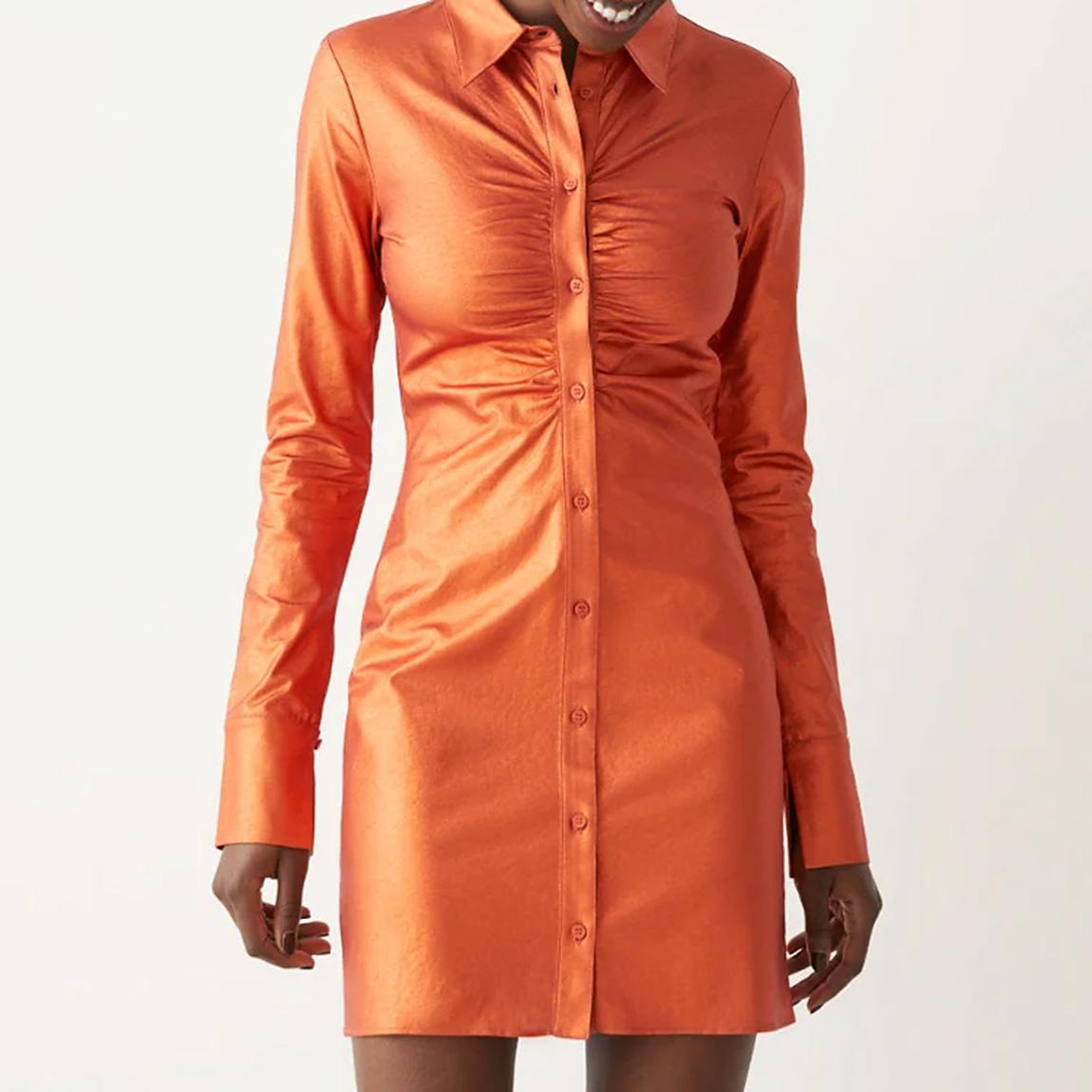 Orange Zelda Metallic Cotton Dress main product photo
