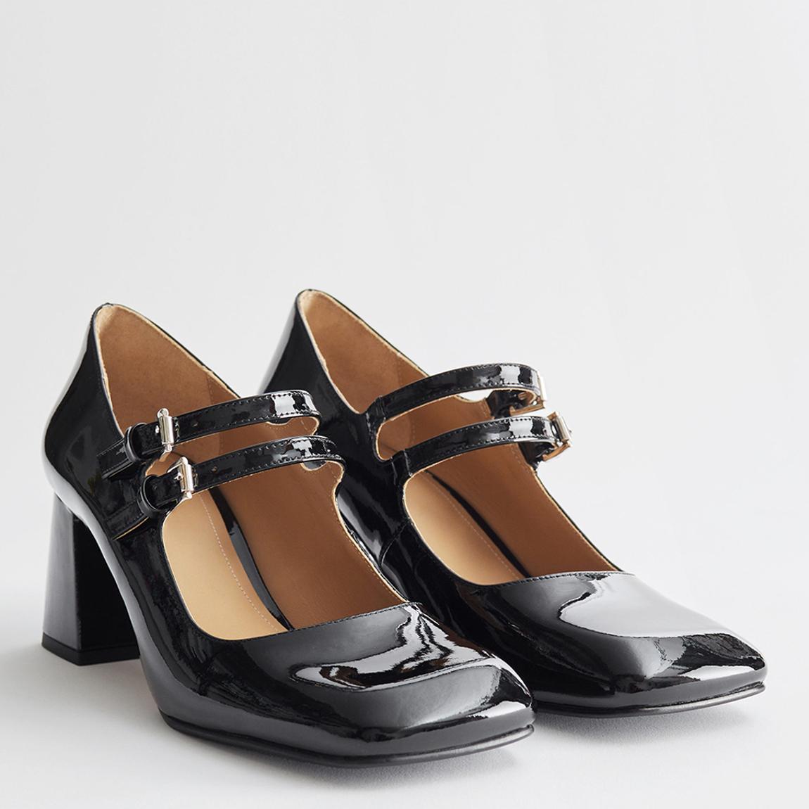 Black Leia Leather Heels main product photo