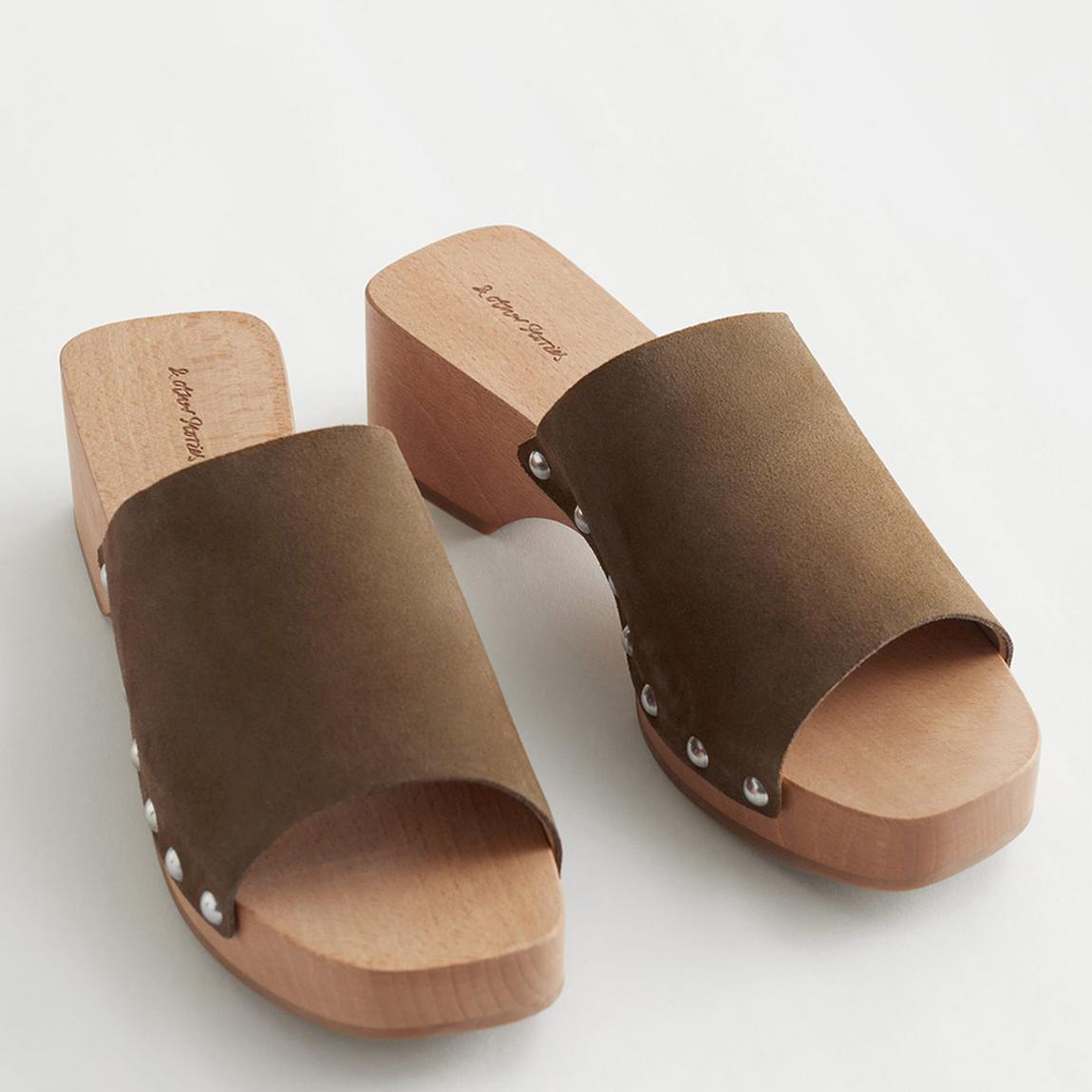 Khaki Lauren Wooden Heels main product photo