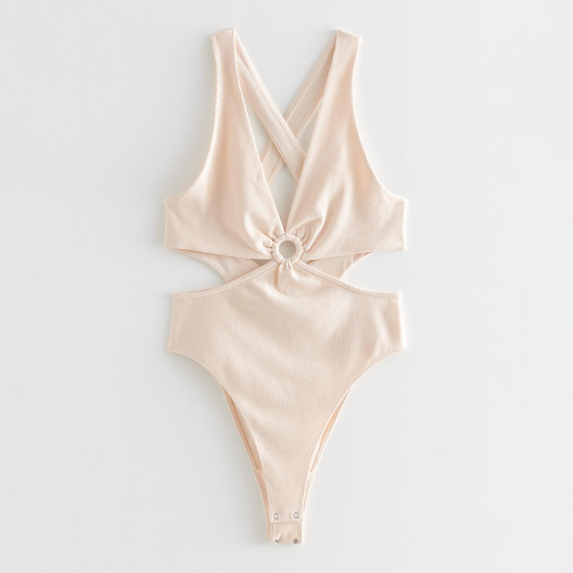 Beige Selena Cotton Blend Bodysuit main product photo