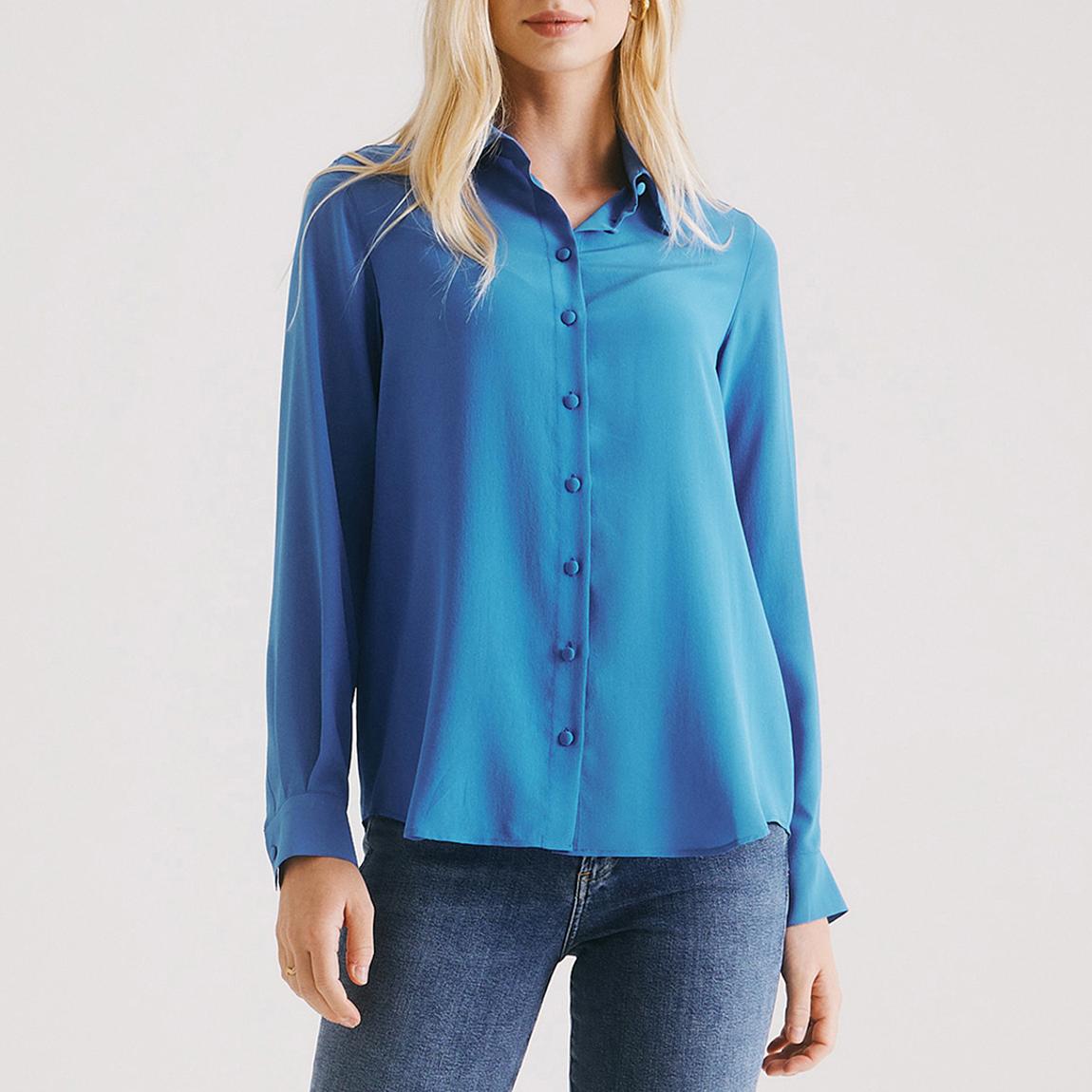 Royal Blue Liberty Plain Silk Classic Shirt main product photo