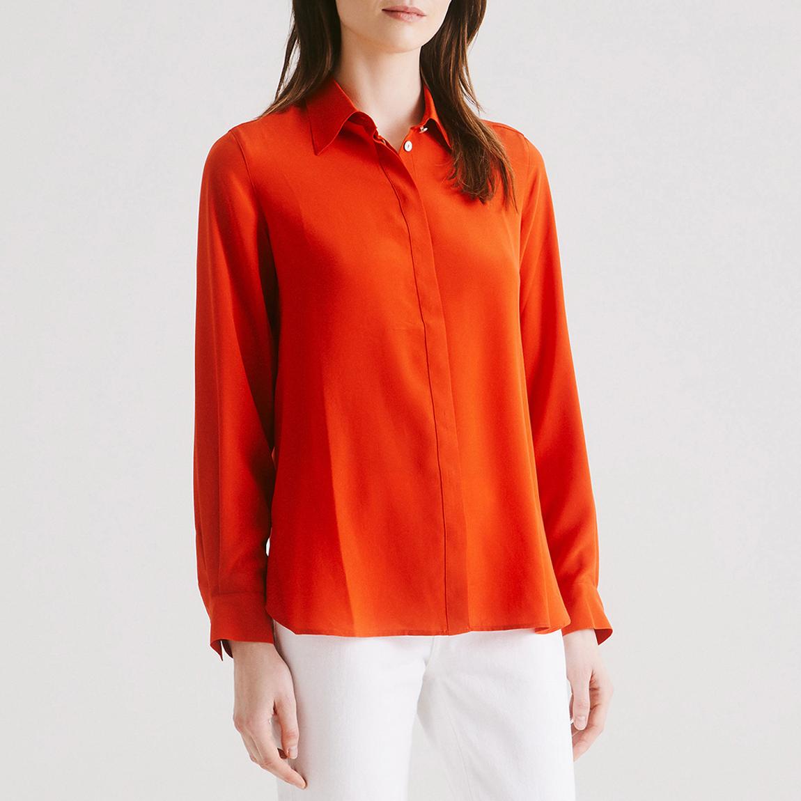 Orange Liberty Plain Silk Classic Shirt main product photo