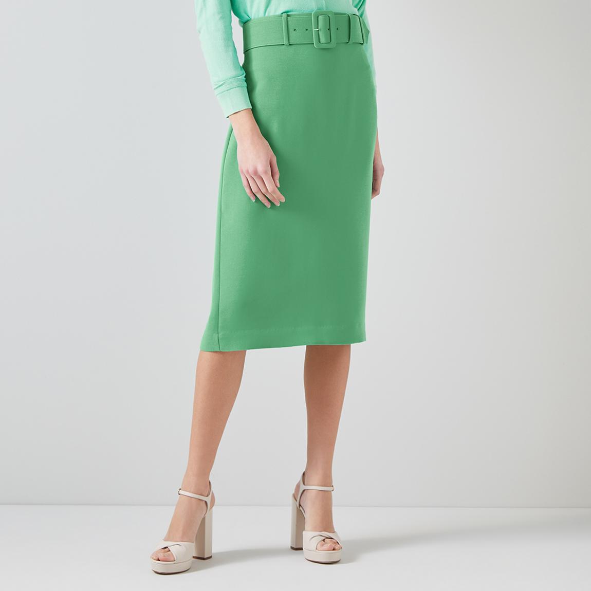 Green Tabitha Belted Midi Skirt main product photo