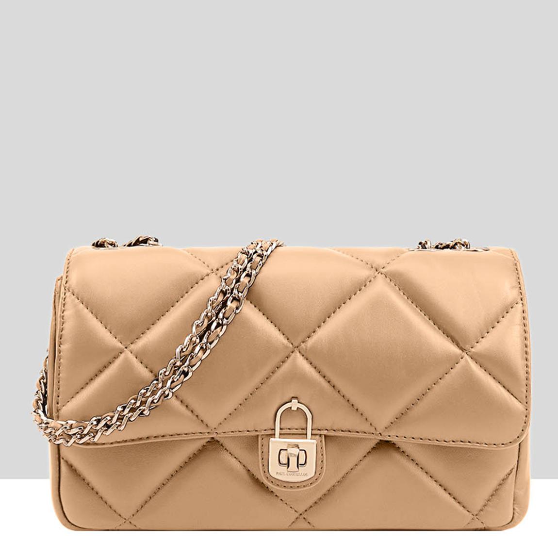 Gold Quilted Leather Elena Crossbody Bag main product photo