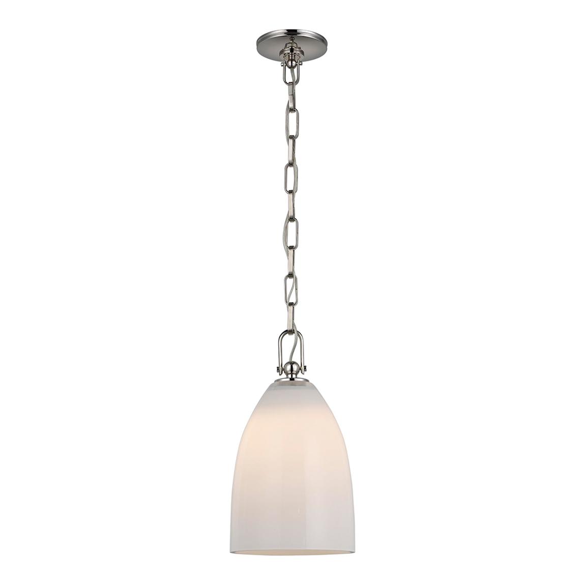 Andros Medium Pendant in Polished Nickel with White Glass main product photo