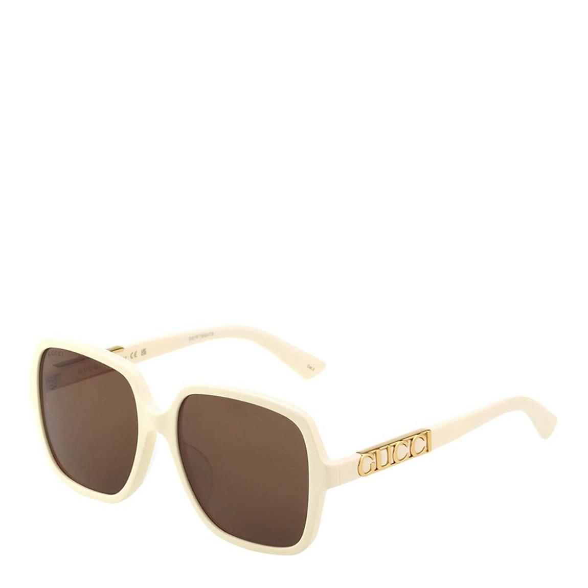 Women's White/Brown Gucci Sunglasses 59mm main product photo