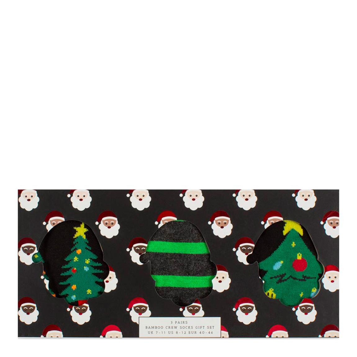 Black Christmas Tree 3pk Bamboo Sock Gift Box main product photo
