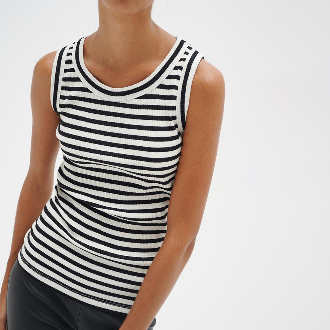 Navy/White Dagan Cotton Blend Tank Top main product photo