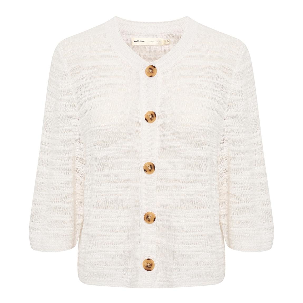 White Lune Button Linen Blend Cardigan main product photo