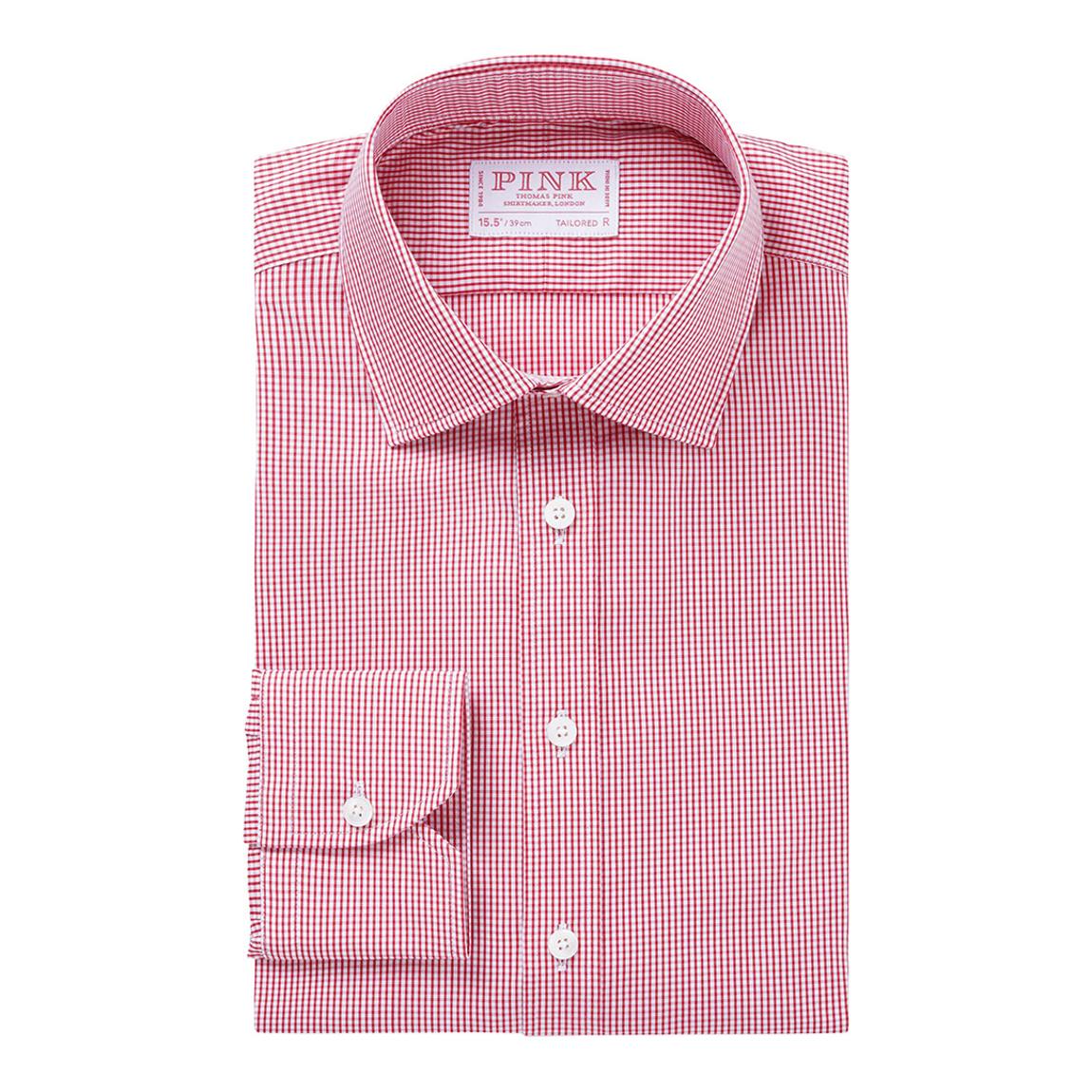 Red Micro Check Tailored Fit Cotton Shirt main product photo