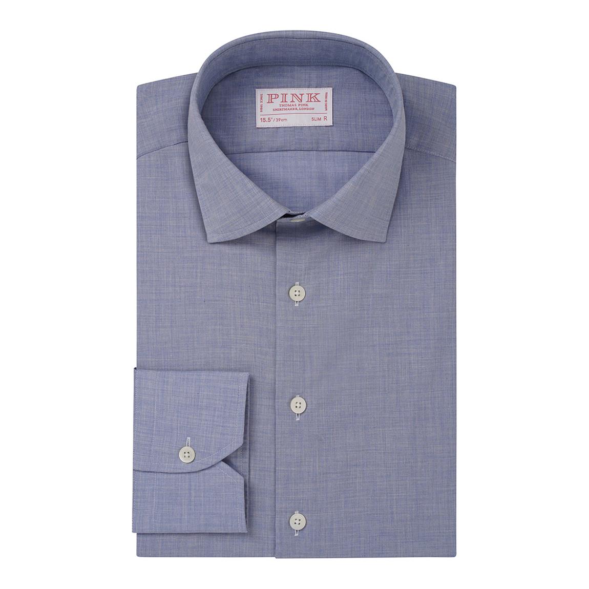Blue Slim Fit Muslin Melange Cotton Shirt main product photo