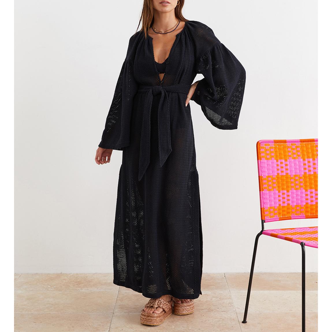 Black Citrine Net Maxi Smock Dress main product photo