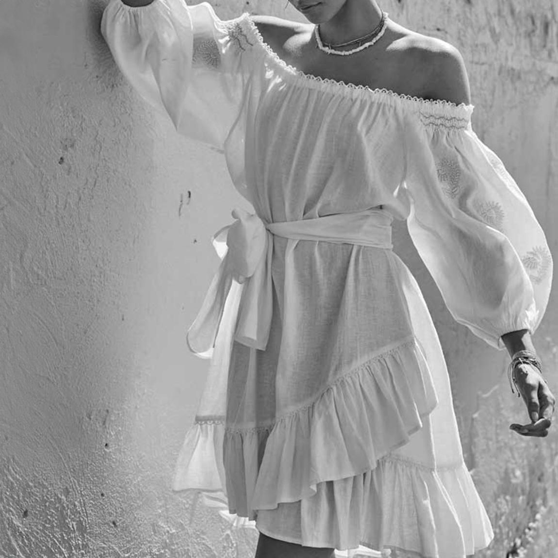 White Malissa Off Shoulder Dress main product photo
