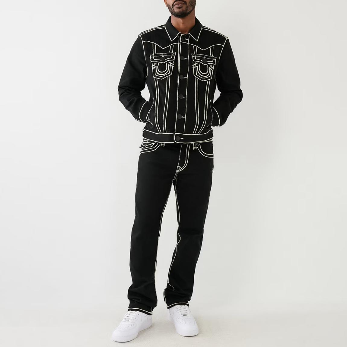 True Religion Black Ricky Rope Stitch Jeans - BrandAlley