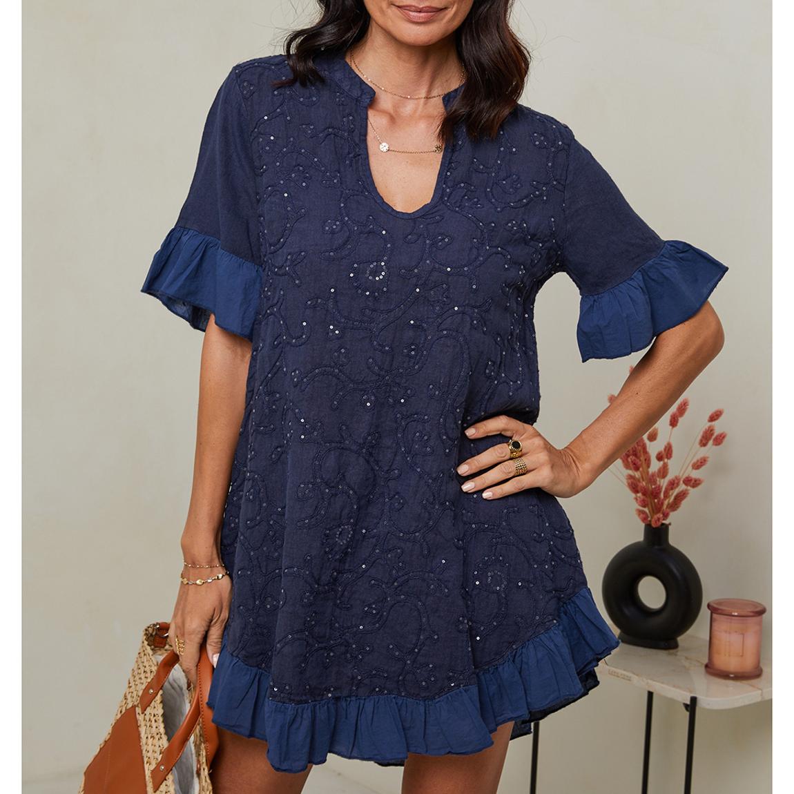 Navy Linen Twill Dress main product photo