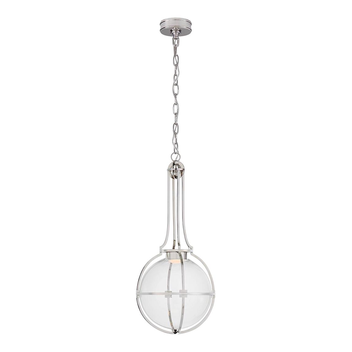 Gracie Medium Captured Globe Pendant in Polished Nickel with Clear Glass main product photo