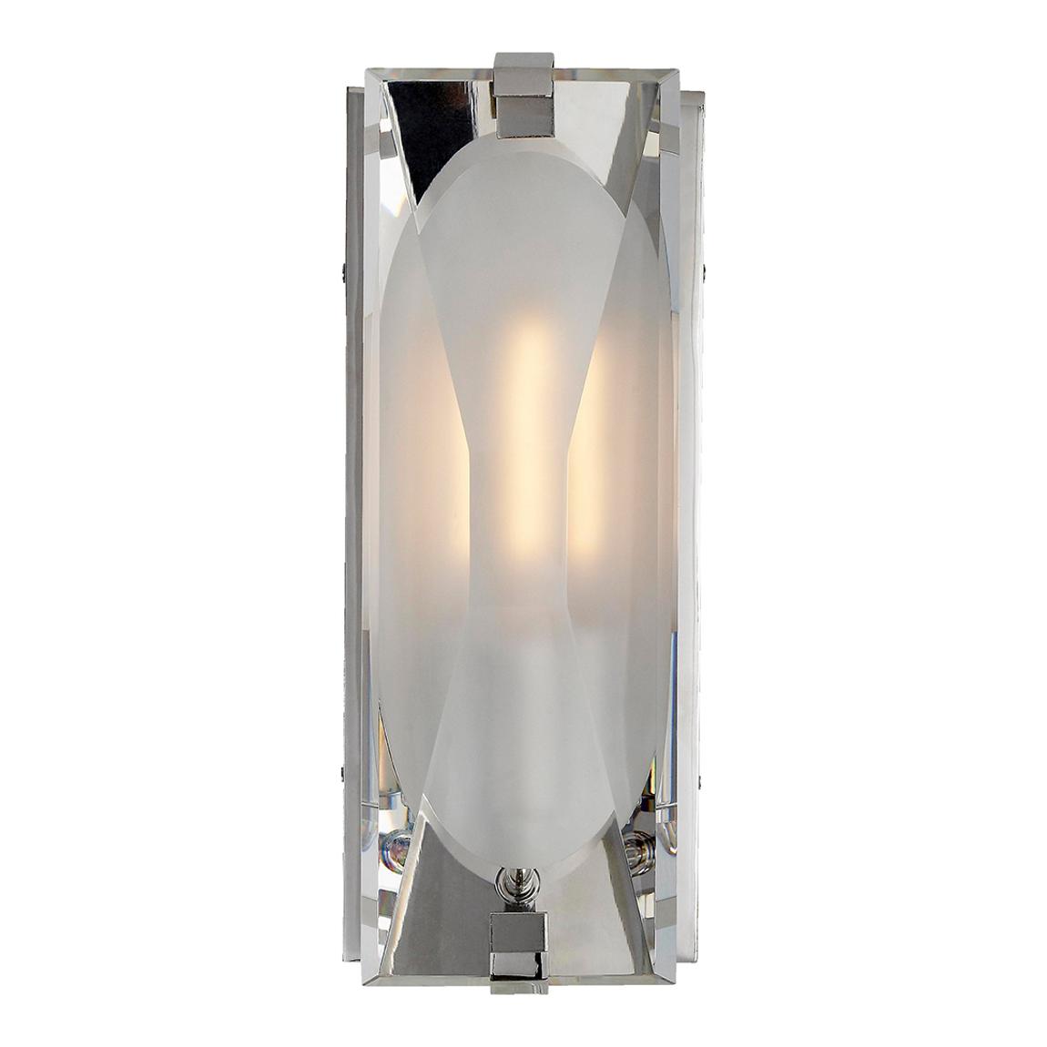 Castle Peak Small Bath Sconce in Polished Nickel with Etched Clear Glass main product photo