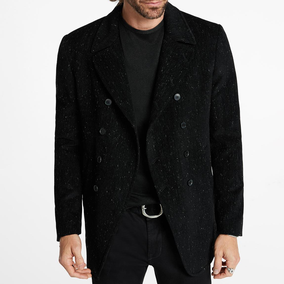 Black Double Breasted Wool Blend Peacoat main product photo