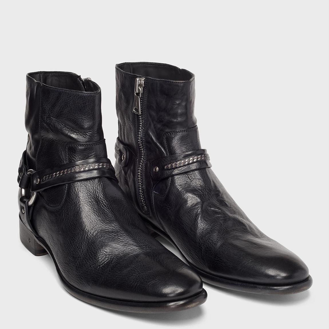 Black Eldridge Harness Leather Boots main product photo